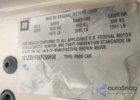 2006 Chevrolet Malibu Ls from USA, damaged, VIN 1G1ZS51F86F299690